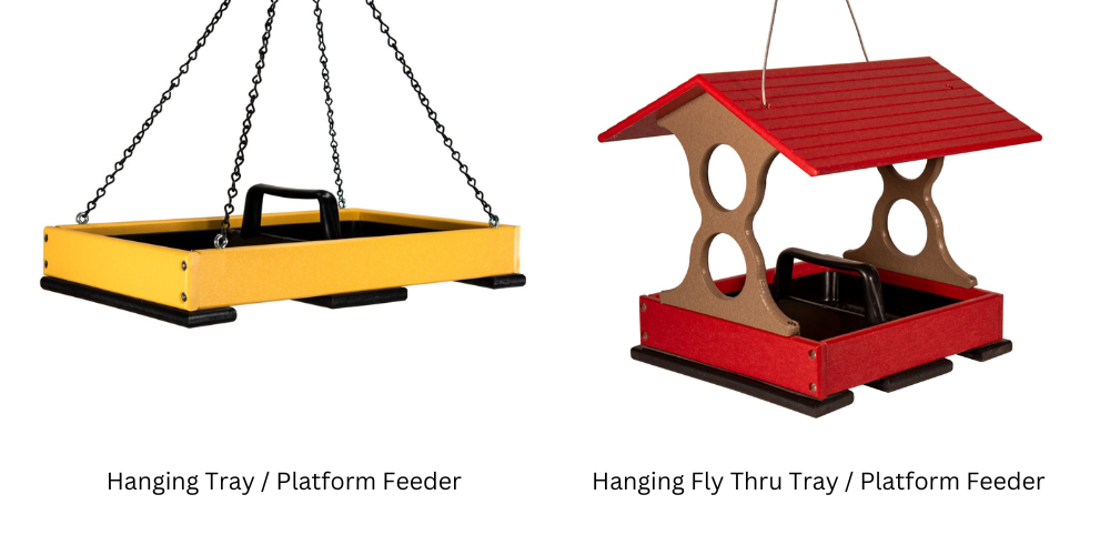 Hanging Tray/Platform Feeder and Hanging Fly Thru Tray/Platform Feeder