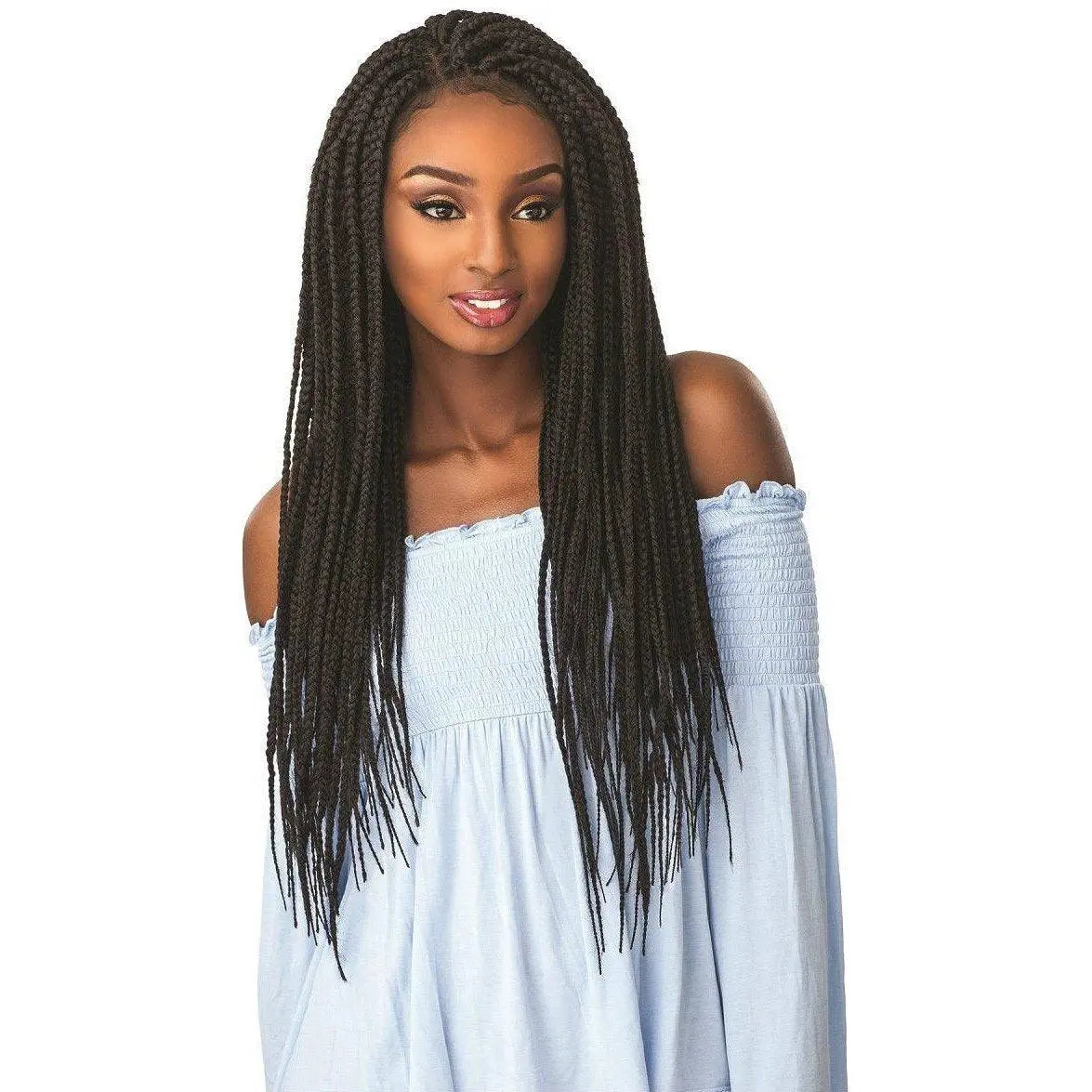 Sensationnel Cloud 9 Hand-Tied Parting Braided Synthetic Swiss Lace Wig – Box Braid Large
