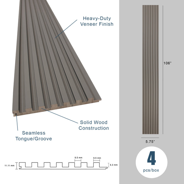 Pebble Gray Slat Wood Panels for Walls