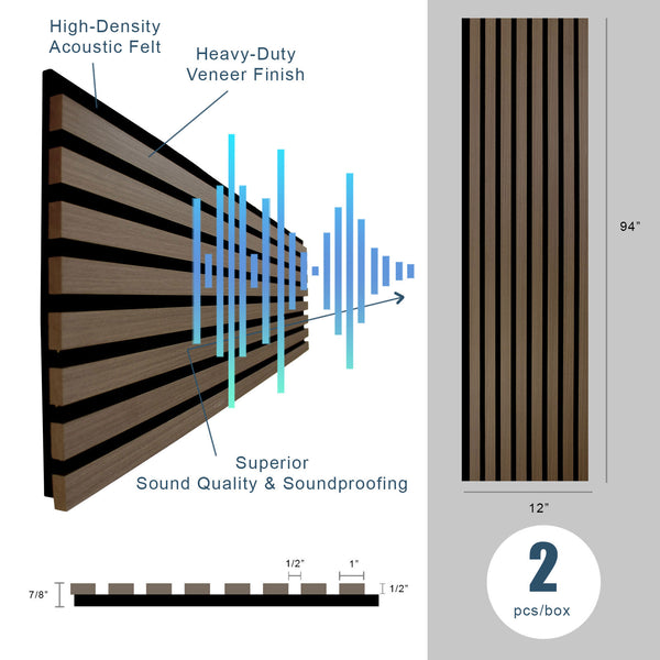 mocha brown acoustic slat wood paneling