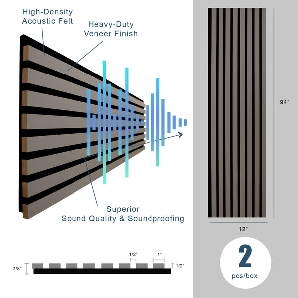 Pebble Gray Acoustic Slat Wood Paneling