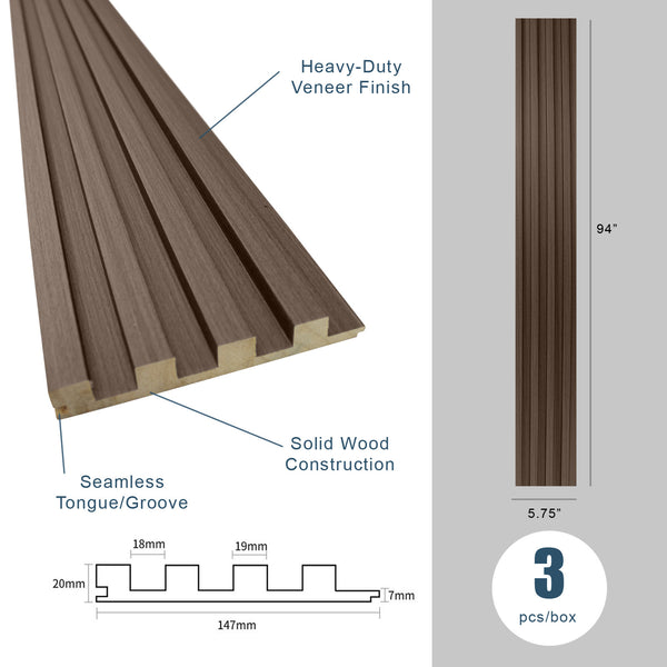 Mocha Brown Slat Wood Panels for Walls