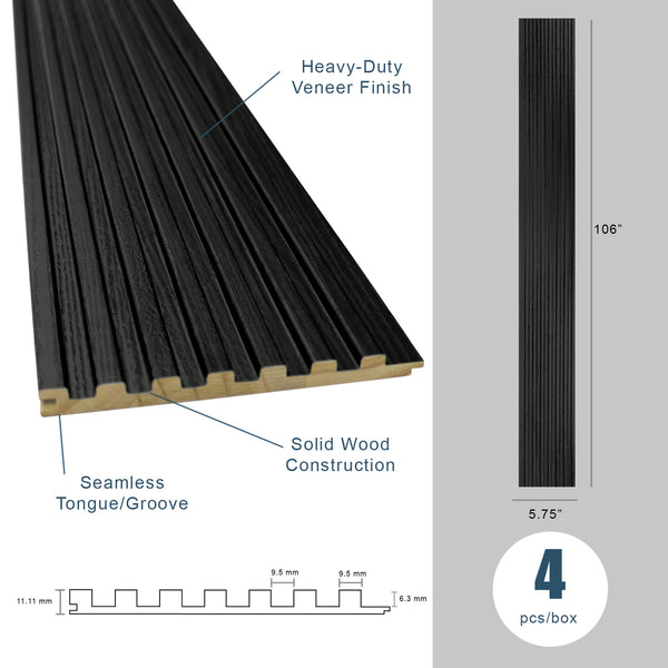 Ultra Black Slat Wood Panels for Walls