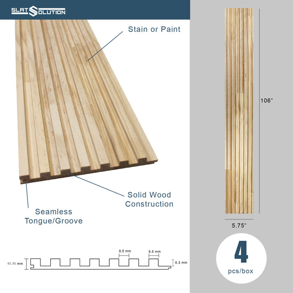 Unfinished Slat Wood Panels for Walls, Paint or Stain Grade