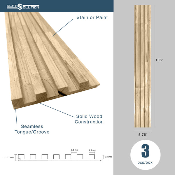 Unfinished Wood Slat Panels for Walls, Paint and Stain Grade