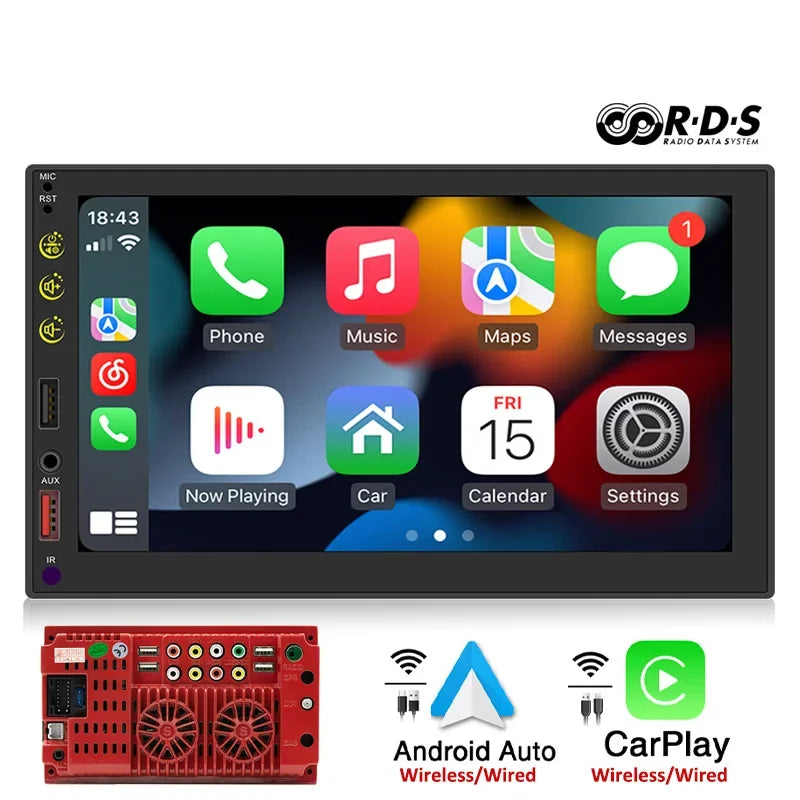 Bluetooth Car Radio 2 Din Android-Auto Wireless Apple CarPlay
