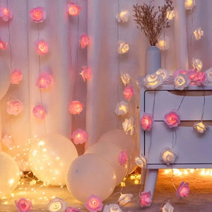 10/20LED Rose Flower String Lights Battery Operated For Wedding Home - Shopping While Drunk