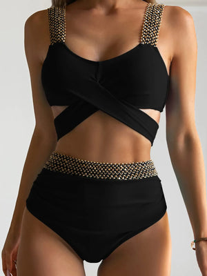 2023 New Sexy Cross High Waist Bikini Set Push Up Swimwear Women - Shopping While Drunk
