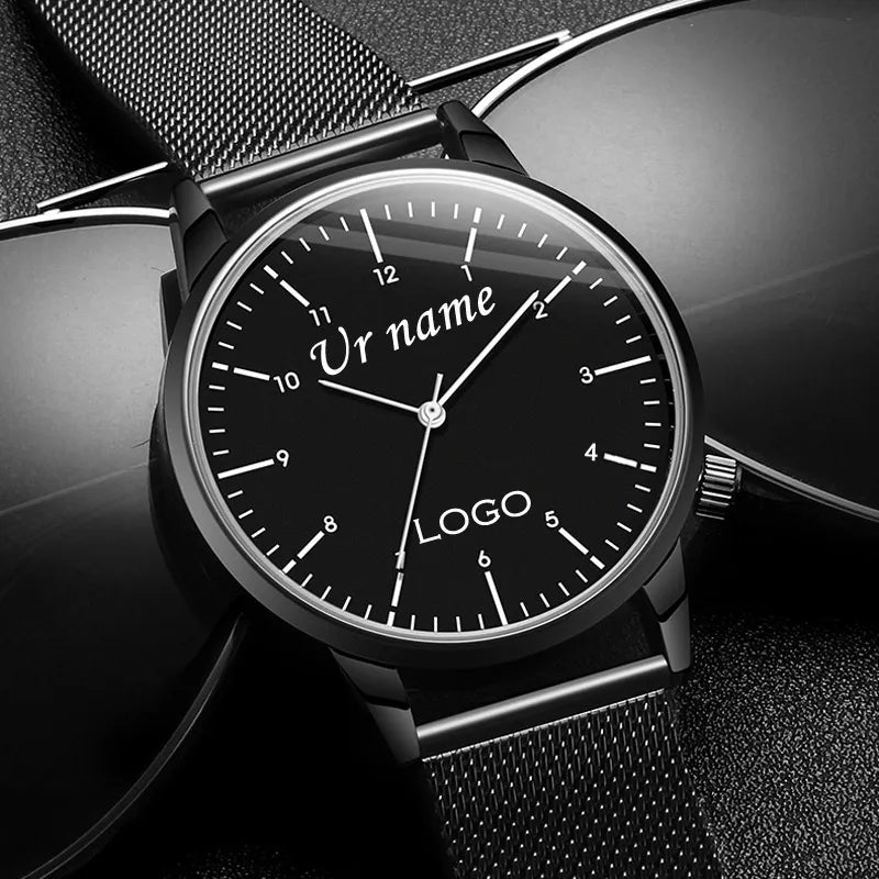 Personalized Engraved with Your Name Logo Text On Dial Men's Women's