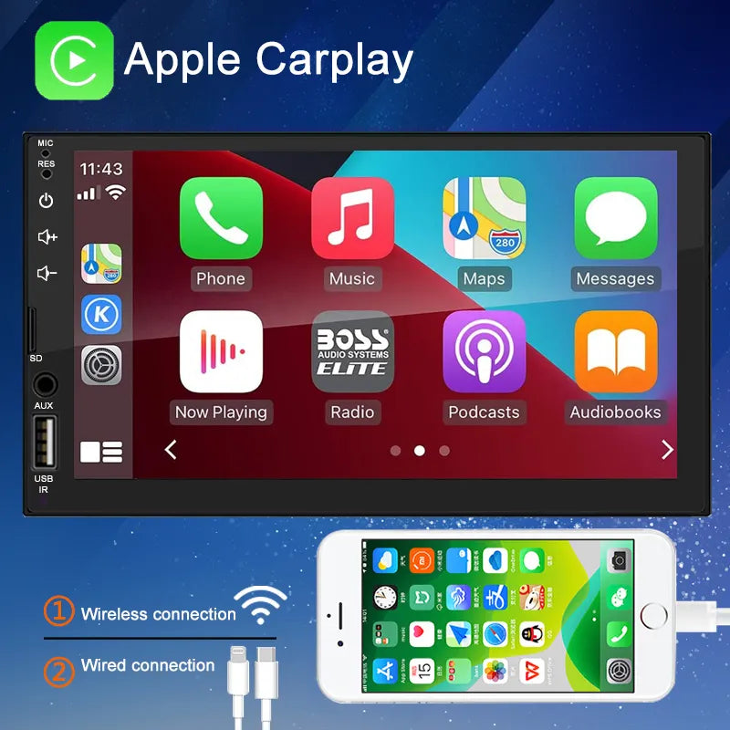 7 Inch Screen Full Touch HD Car MP5 Carplay Android Auto Player USB
