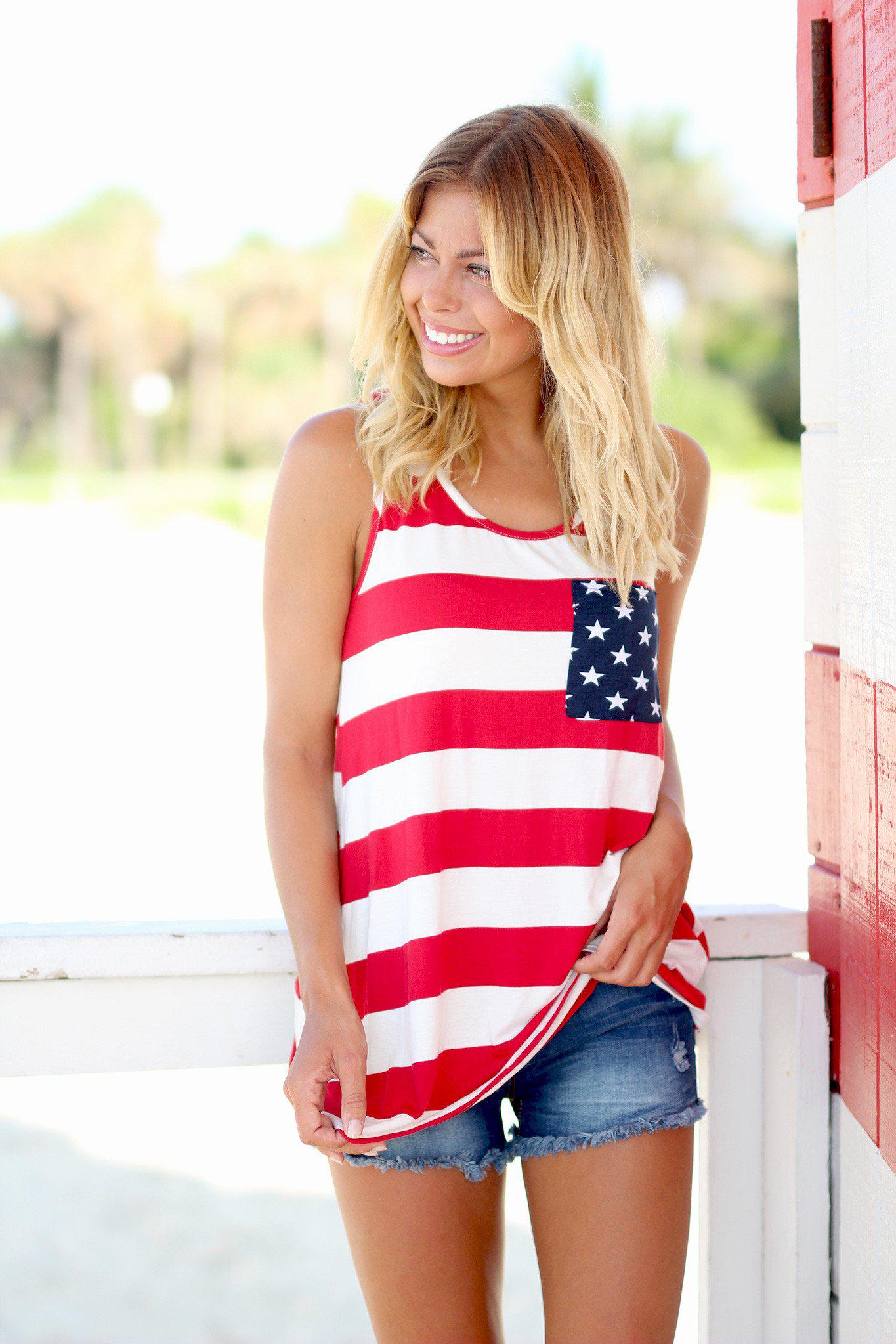 American Flag Tank Top With Back Bow | Patriotic Top – Saved by the Dress
