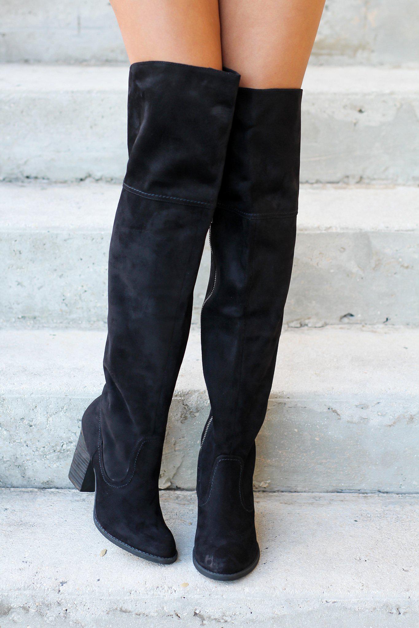 dress with black knee high boots