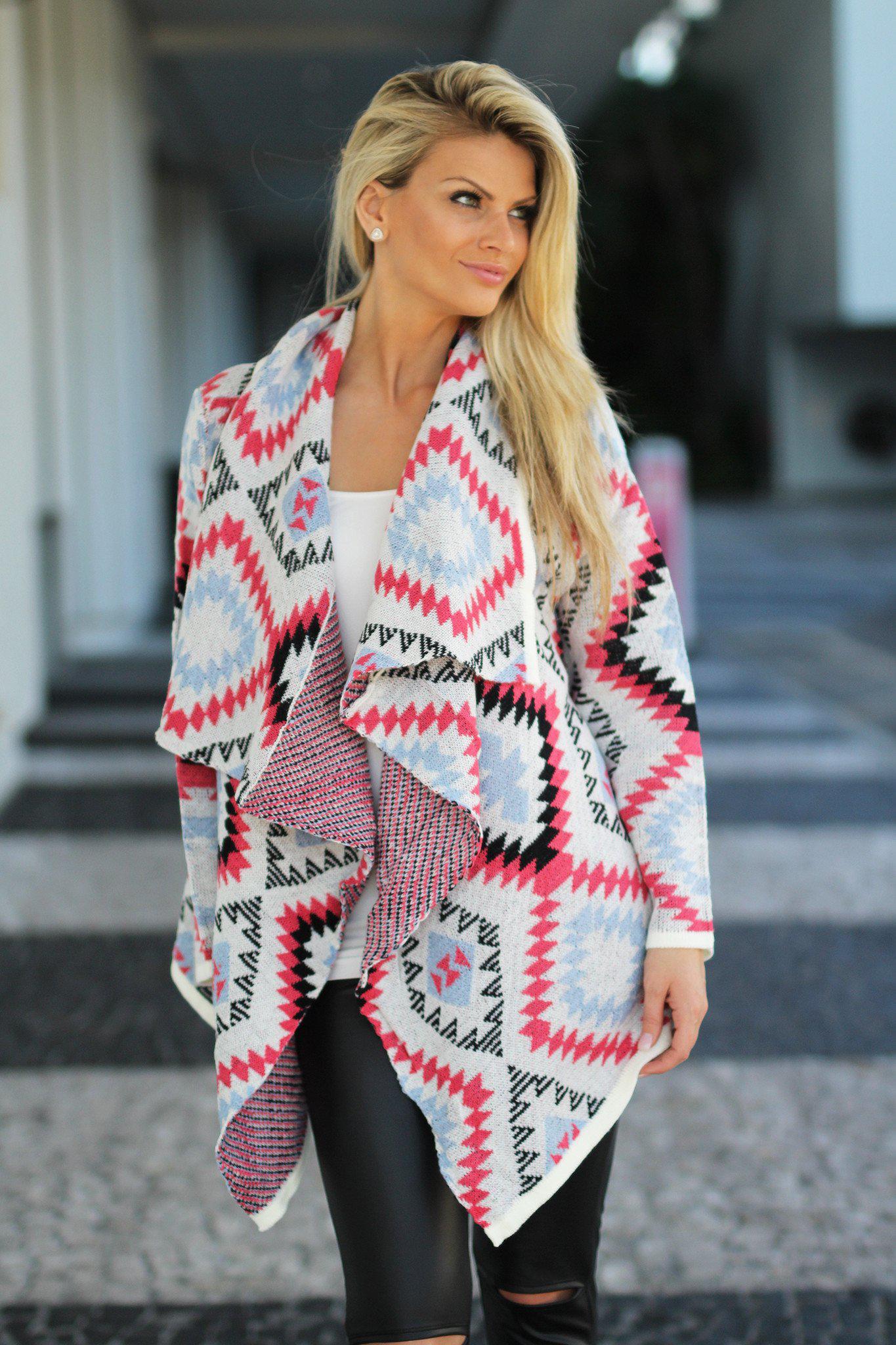 Coral Aztec Sweater Cardigan | Coral Sweater Cardigan – Saved by the Dress