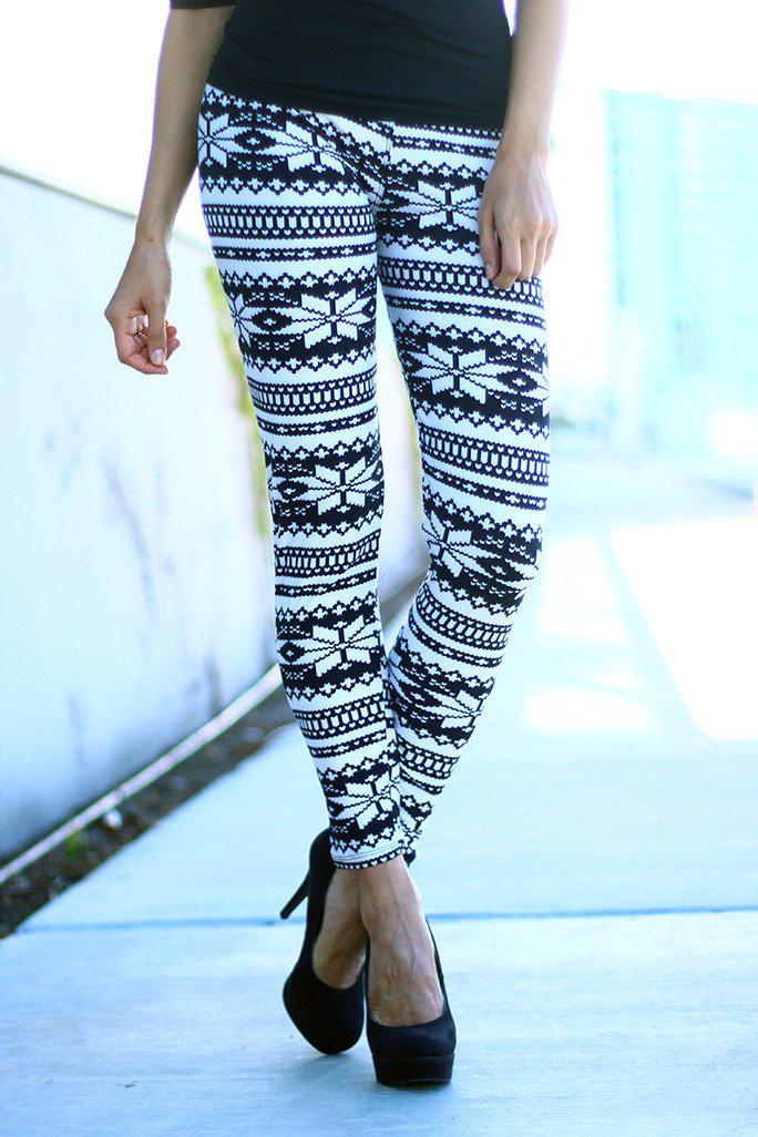 Black And White Printed Leggings | Holiday leggings – Saved by the Dress