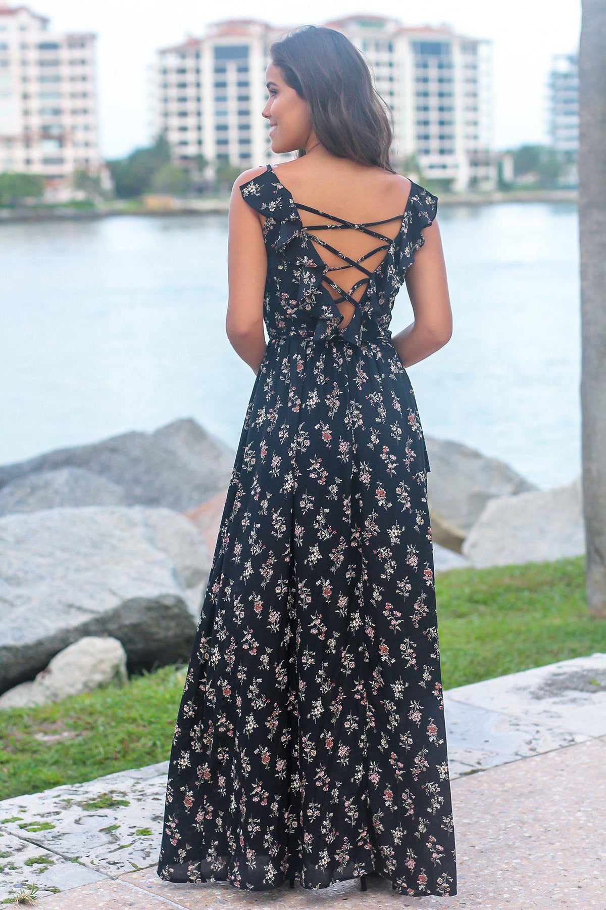 Black Floral Wrap Dress | Maxi Dresses – Saved by the Dress
