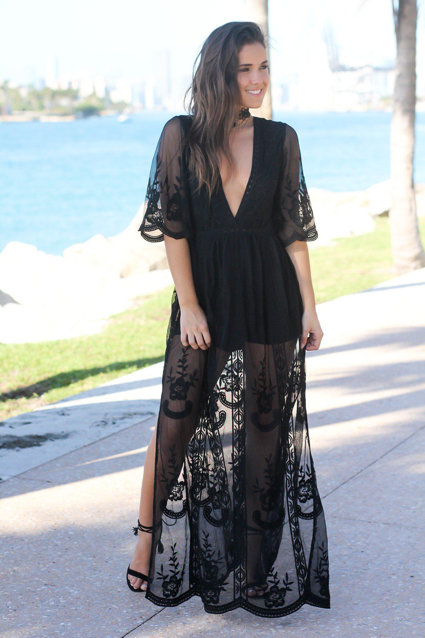 maxi romper dress lace