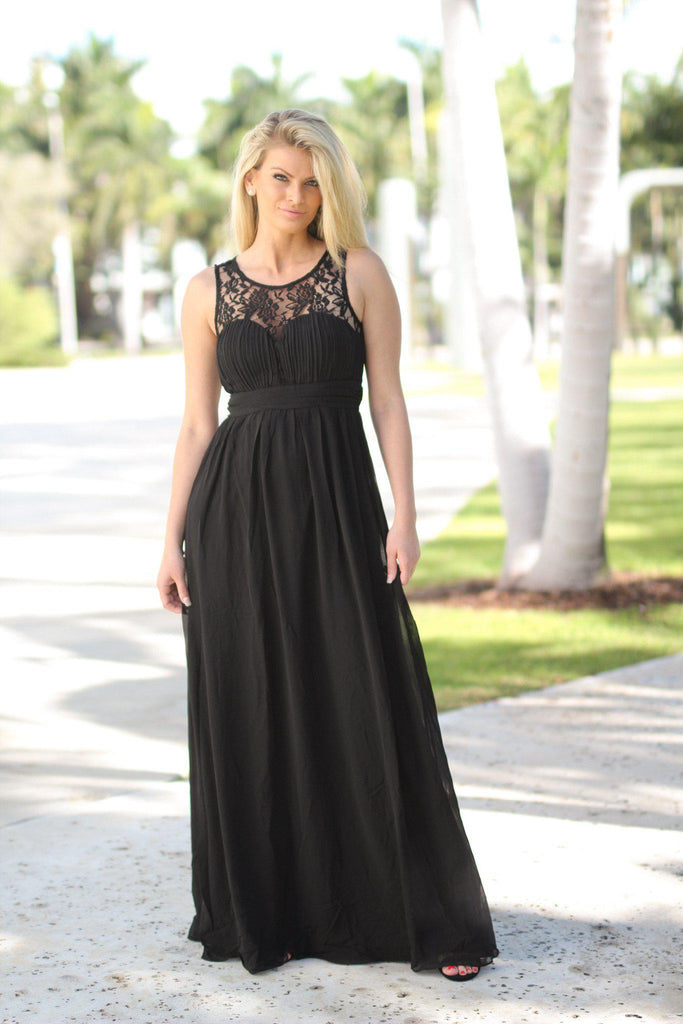 Black Lace Top Maxi Dress | Black Maxi Dress – Saved by the Dress