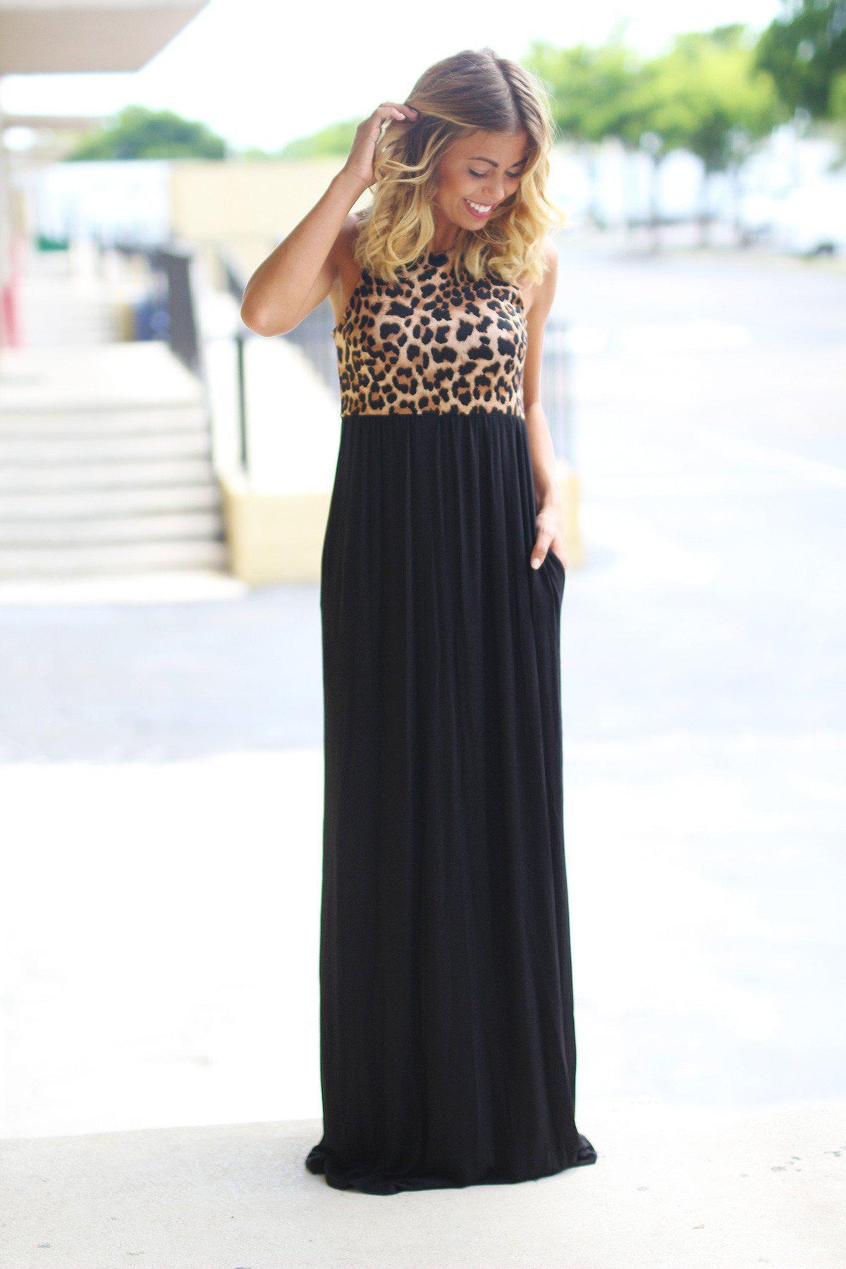 Black Leopard Maxi Dress With Pockets | Maxi Dresses – Saved by the Dress
