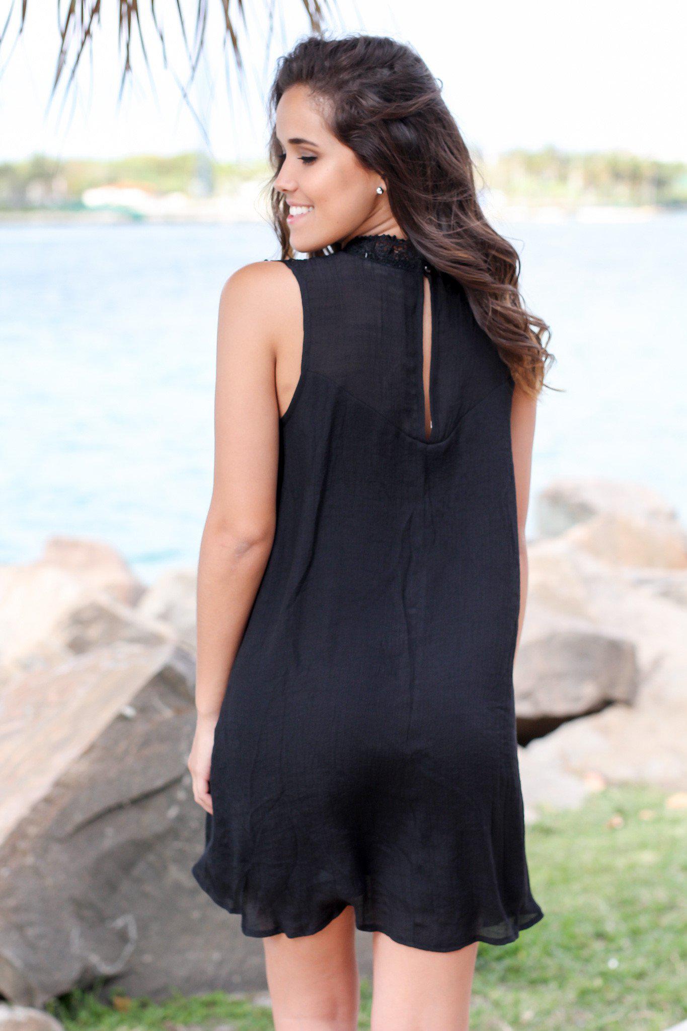 Black Short Dress with Crochet Detail | Cute Dresses – Saved by the Dress