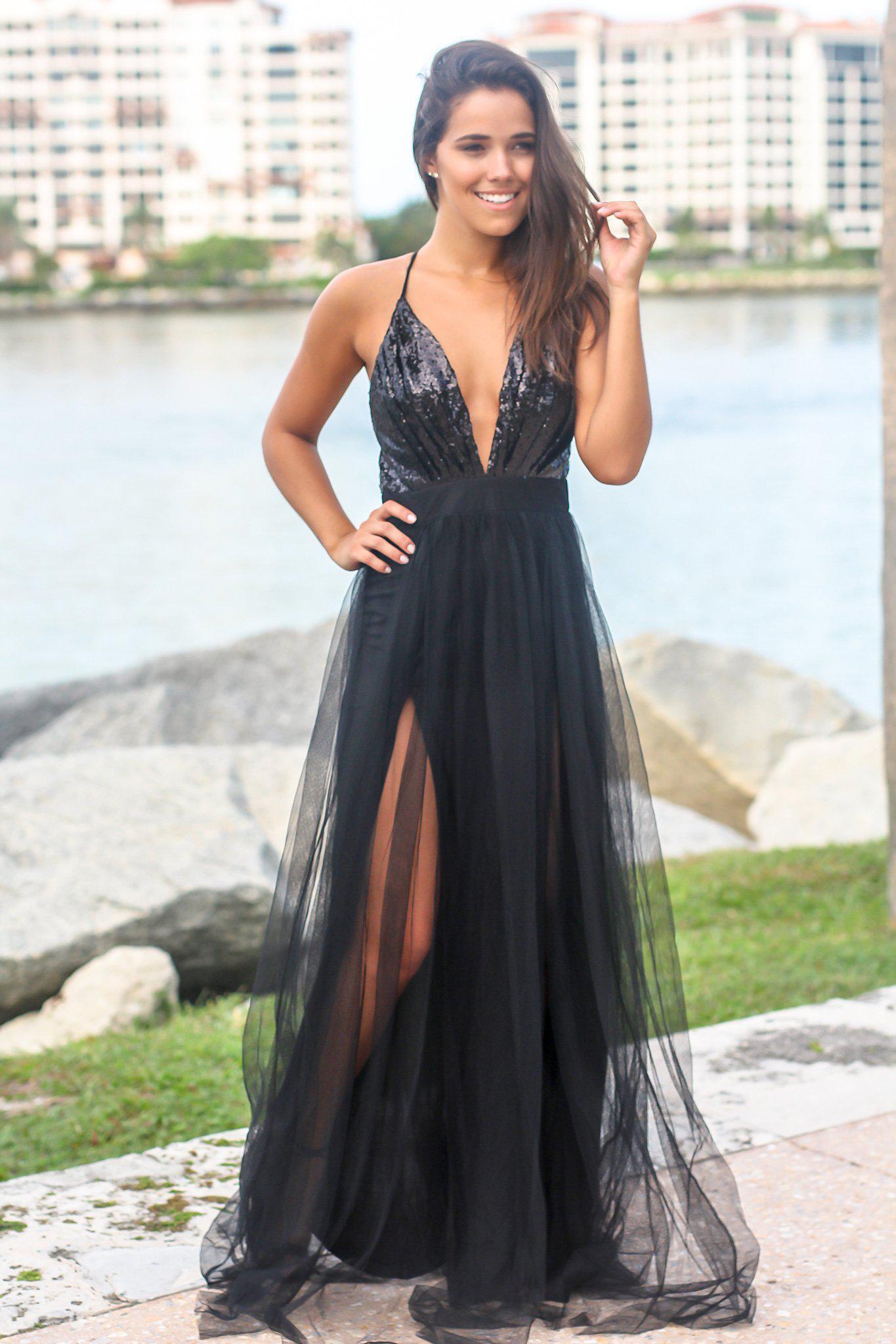 black cross back maxi dress