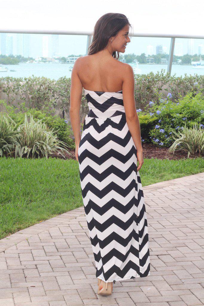 Black and White Chevron Jersey Maxi Dress – Saved by the Dress