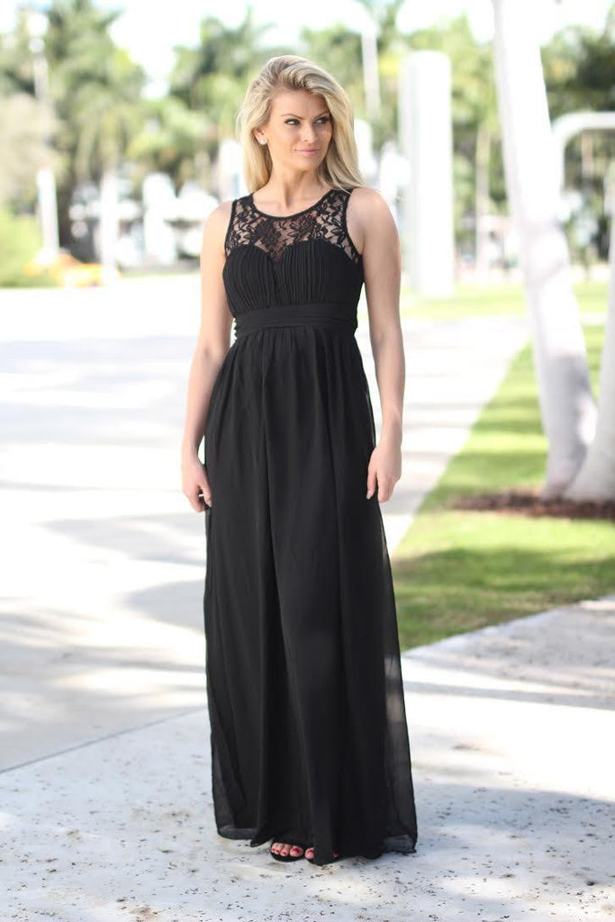 Black Lace Top Maxi Dress | Black Maxi Dress – Saved by the Dress