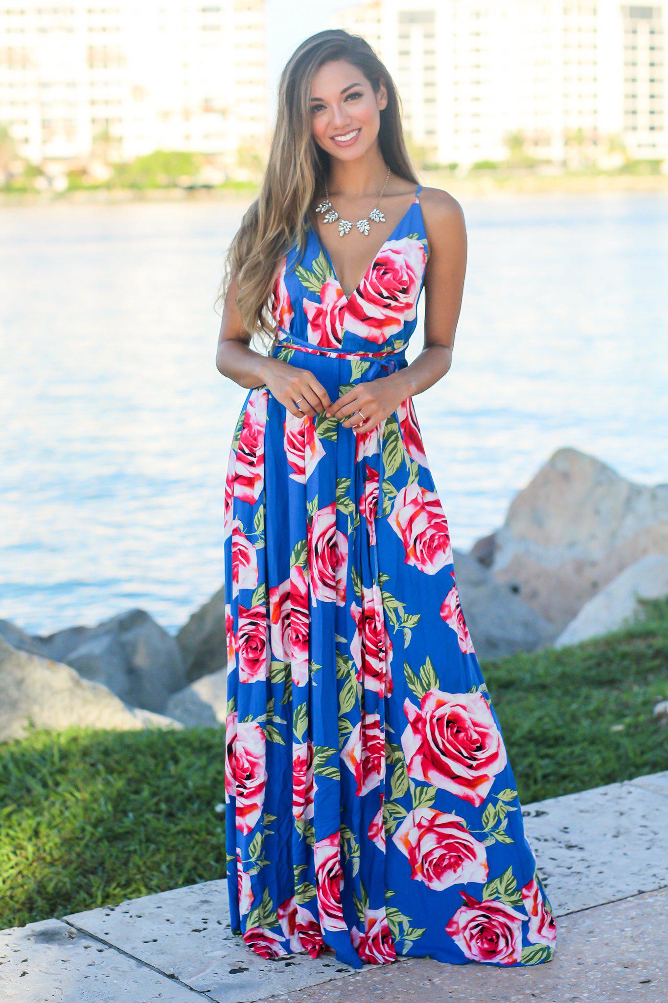 royal blue floral maxi dress