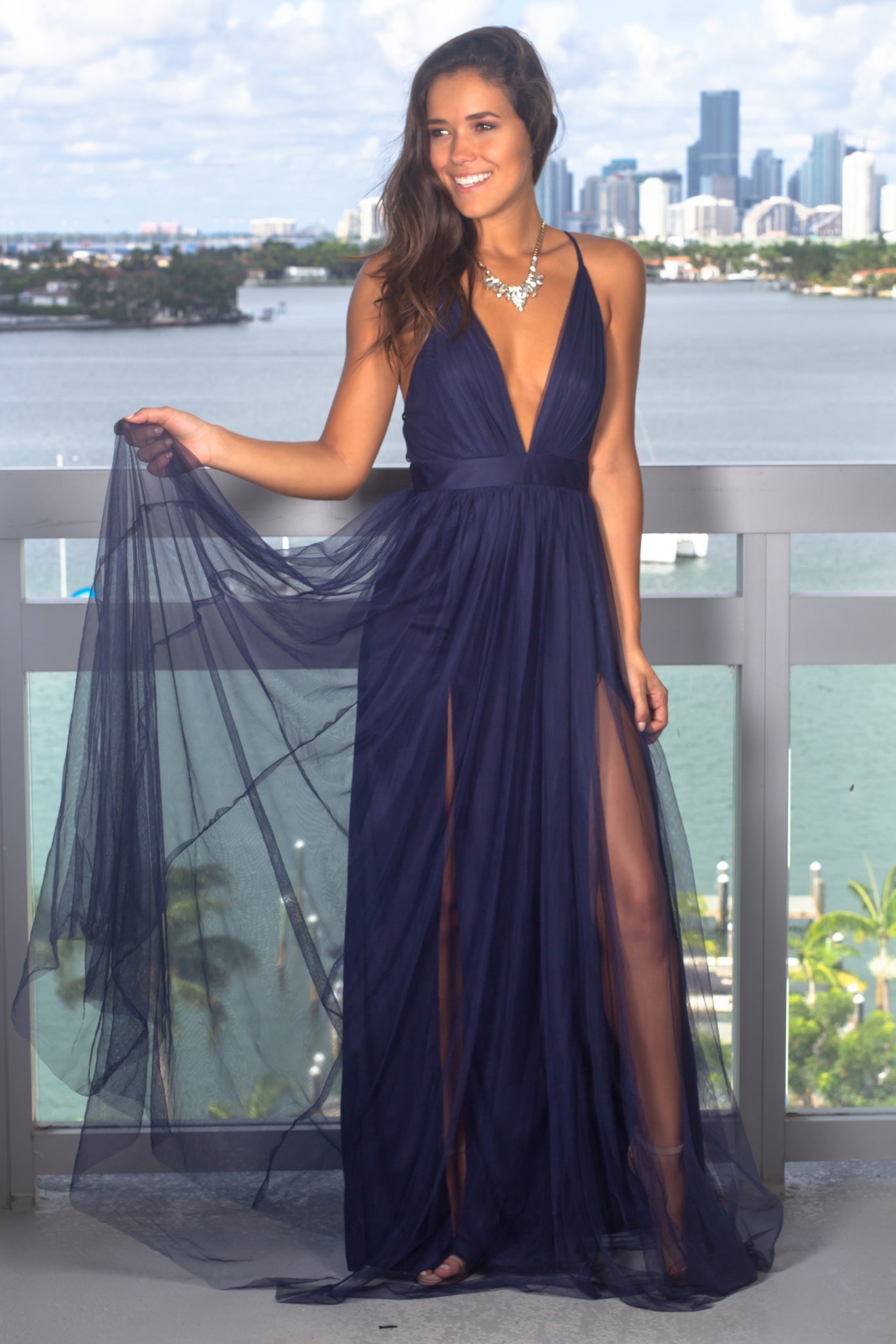 saved by the dress navy maxi