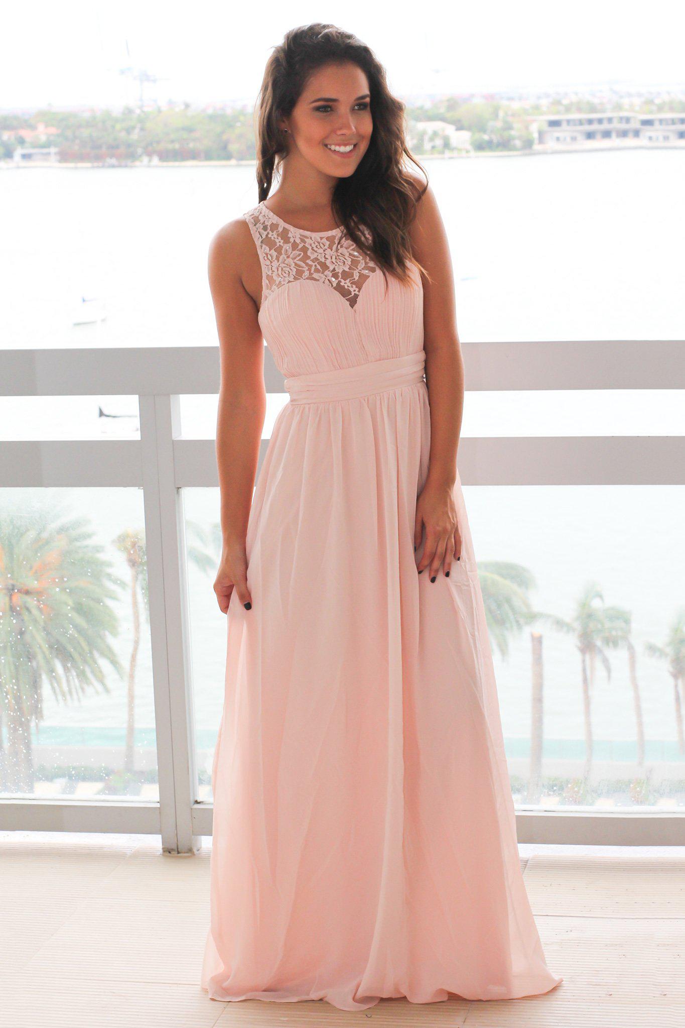 maxi dress with lace top