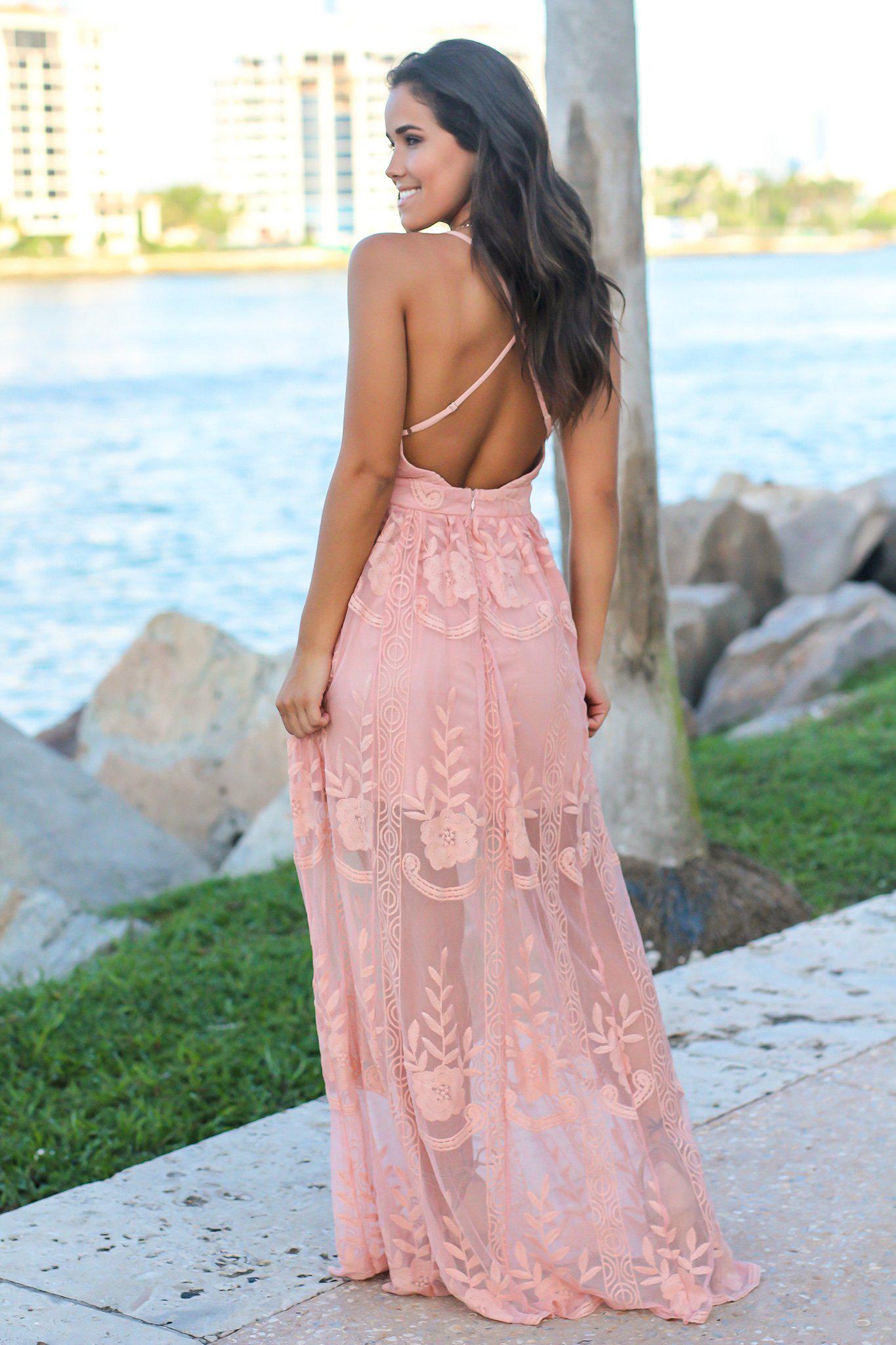 Blush Embroidered Maxi Dress with Criss 