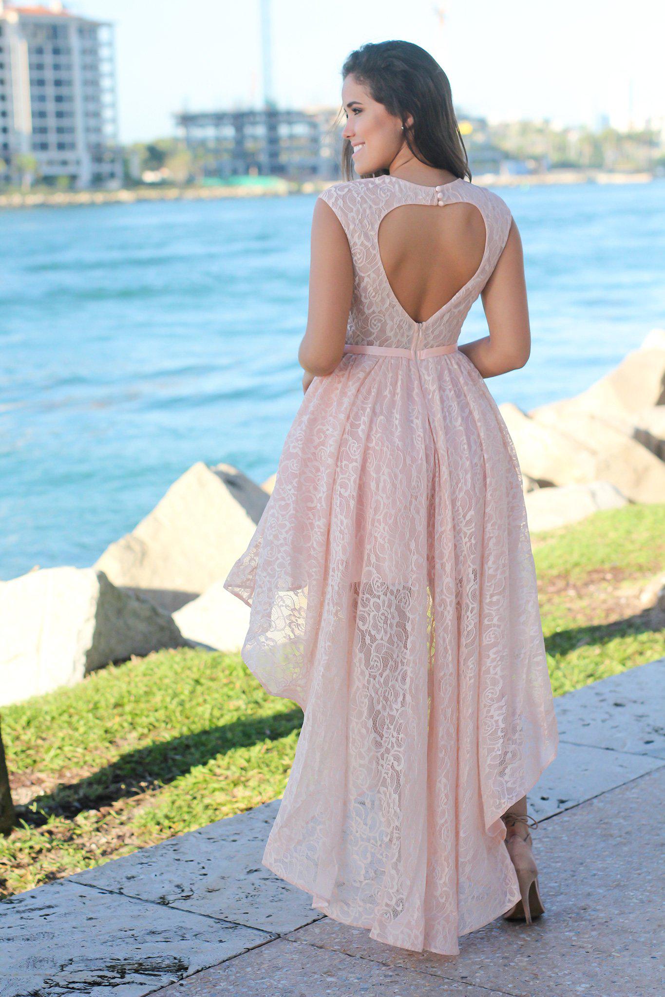 Blush High Low Lace Dress | Beautiful Dresses – Saved by the Dress