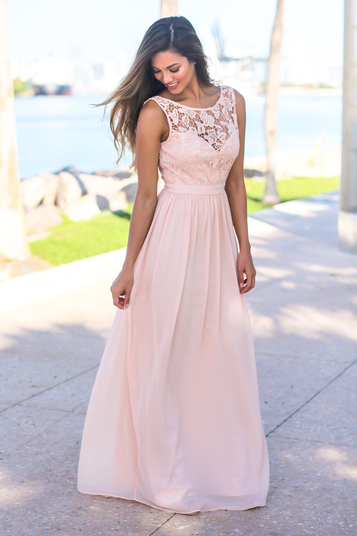 Blush Maxi Dress with Crochet Top | Maxi Dresses – Saved by the Dress