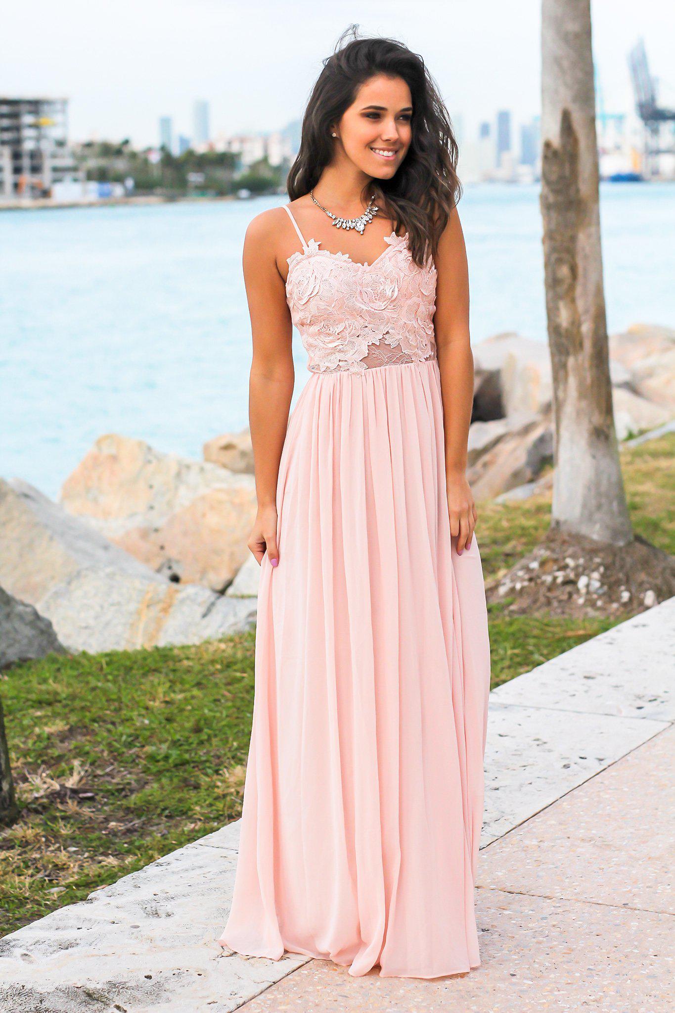 Blush Strapless Maxi Dress with Crochet Top | Maxi Dresses – Saved by ...