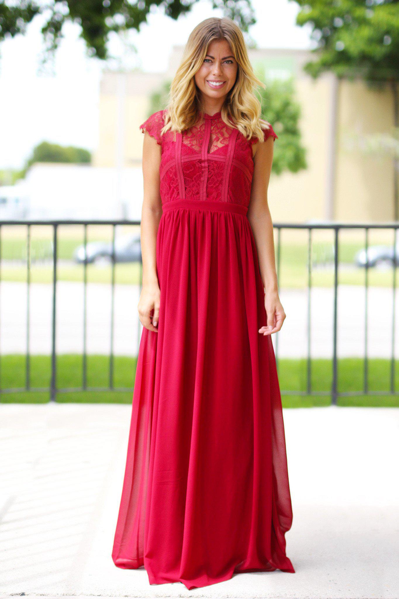 picture perfect burgundy lace maxi dress