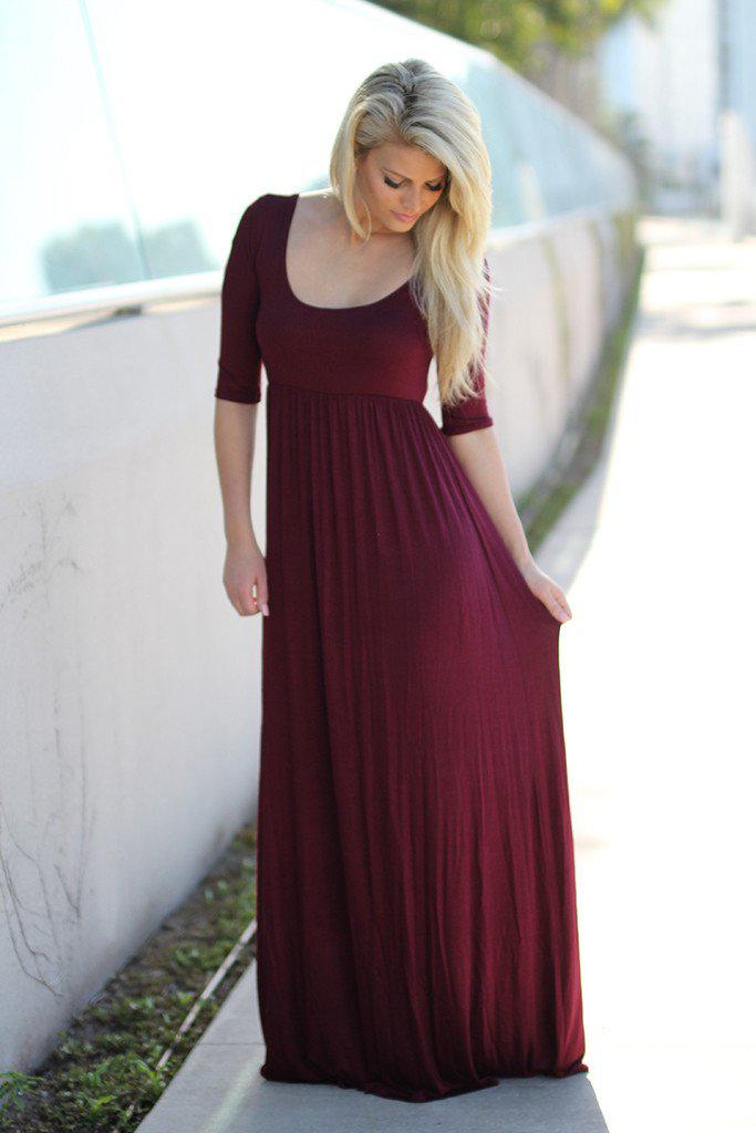 burgundy maxi dress casual