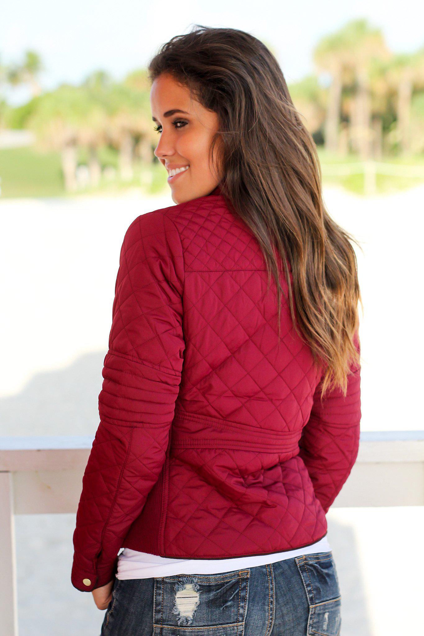 Burgundy Quilted Jacket | Cute Jackets – Saved by the Dress