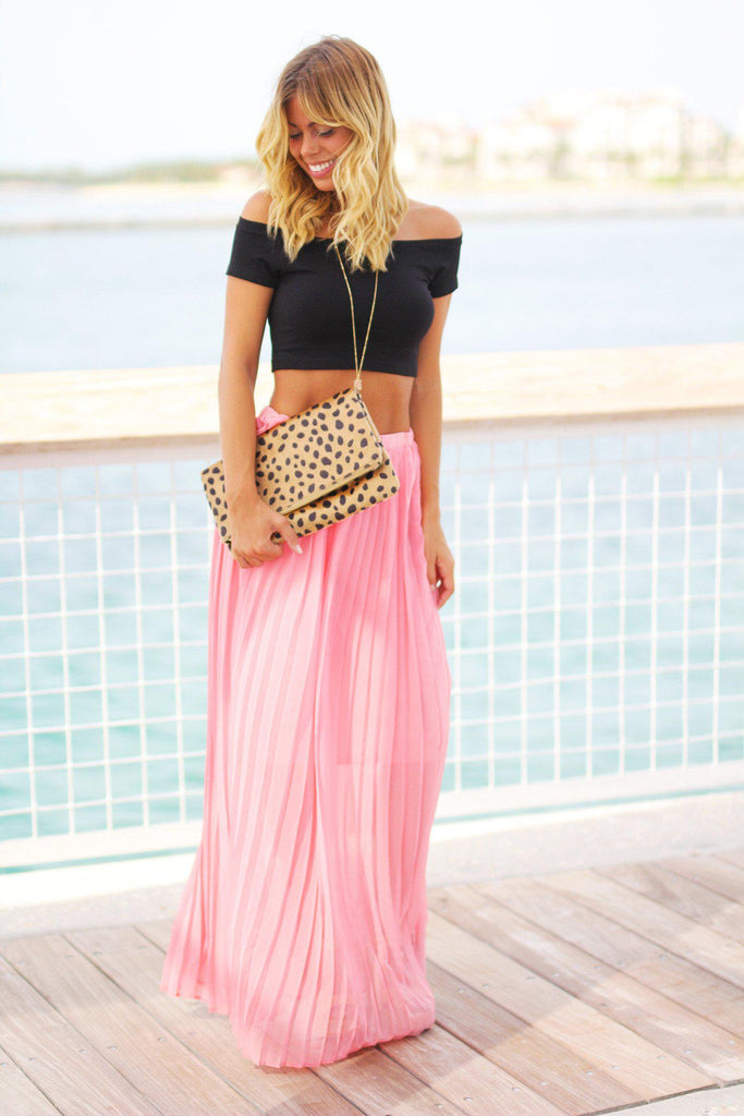 Peach Pleated Maxi Skirt – Saved by the Dress