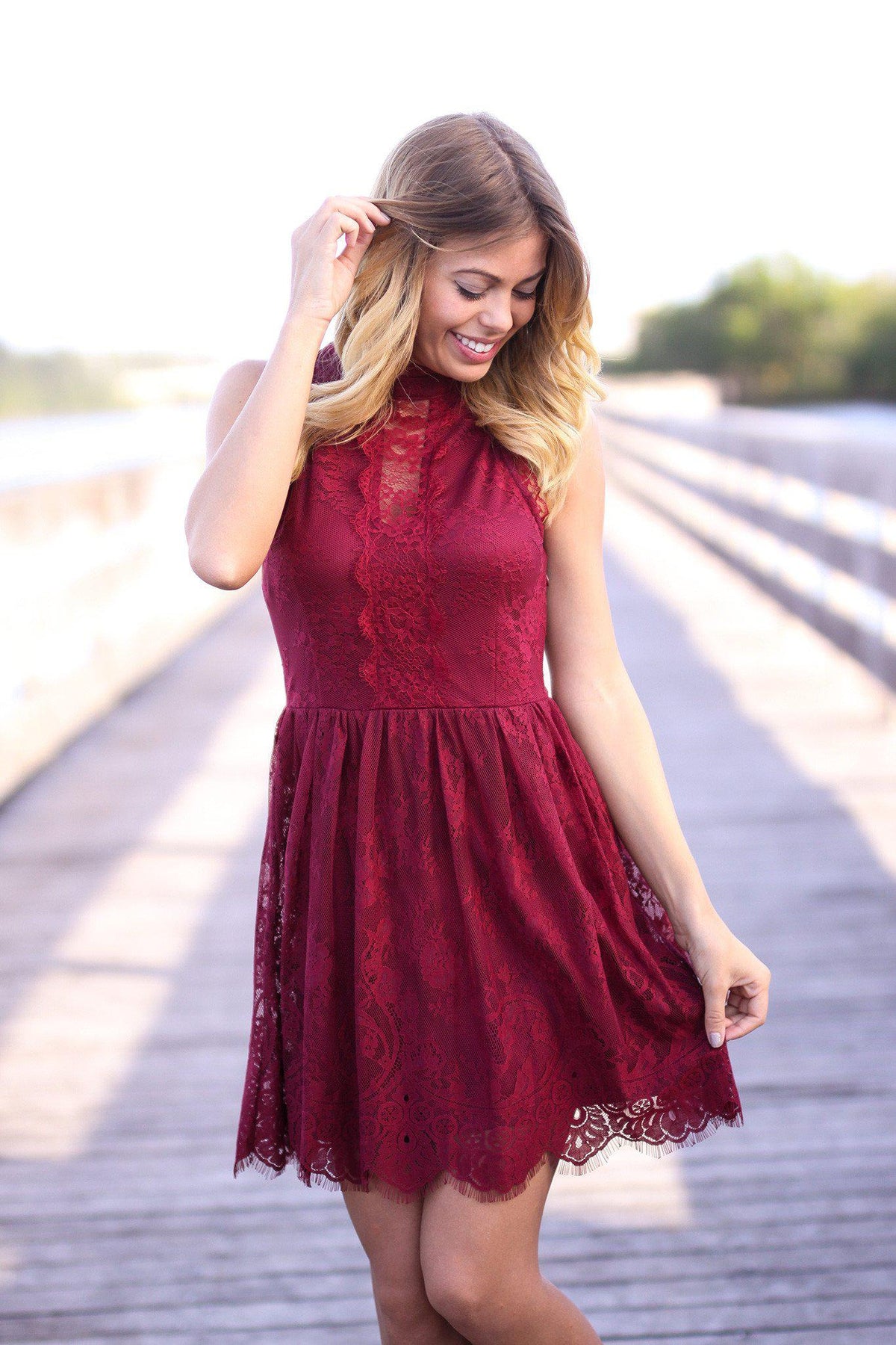 Wine Sleeveless Short Dress with Buttons | Wine Dress | Cocktail ...