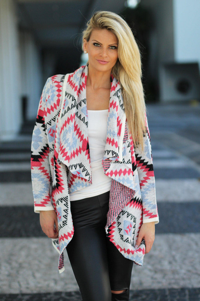 Coral Aztec Sweater Cardigan | Coral Sweater Cardigan – Saved by the Dress