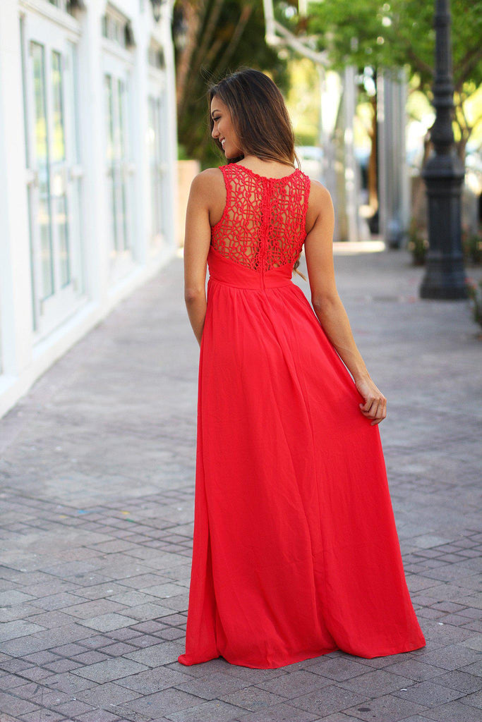 Coral Crochet Dress | Coral Dress | Bridesmaid Dress – Saved by the Dress