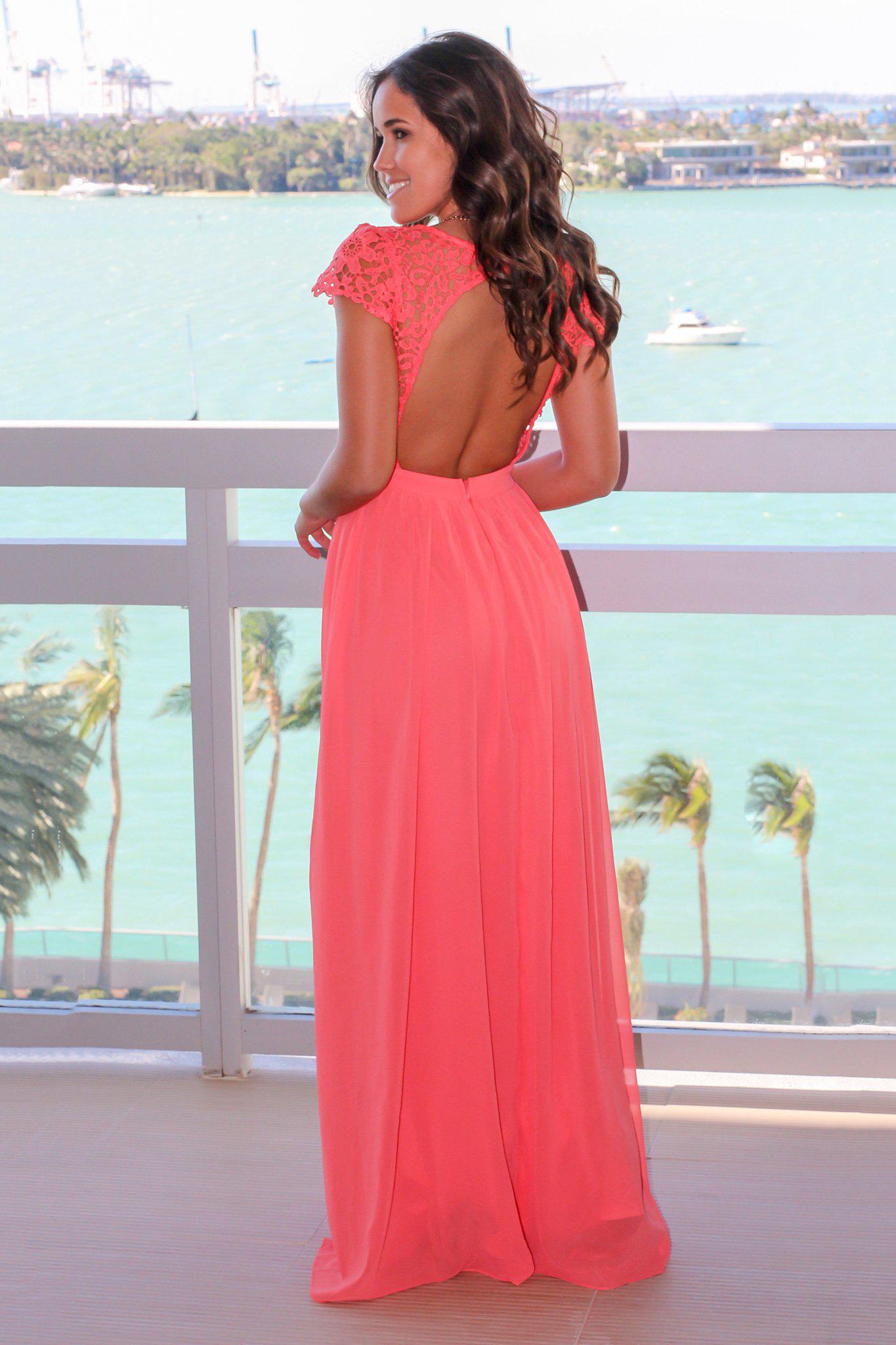 coral maxi dress casual