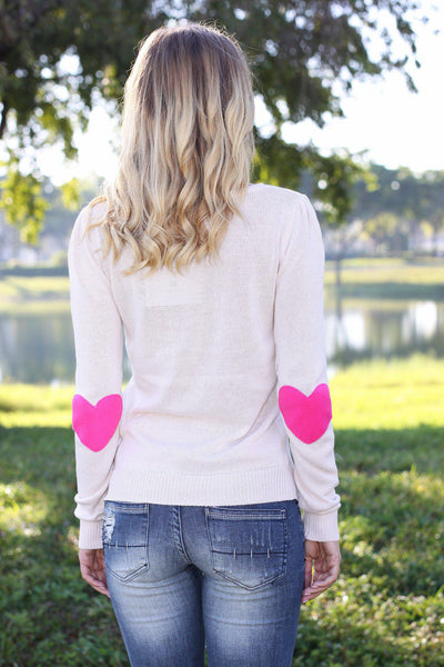 Cream Sweater With Heart Elbow Patches – Saved by the Dress