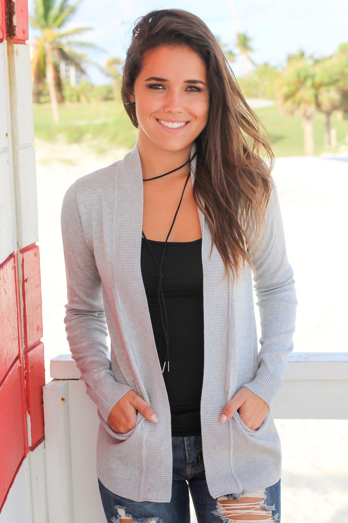 Heather Gray Open Cardigan with Pockets | Online Boutiques – Saved by ...