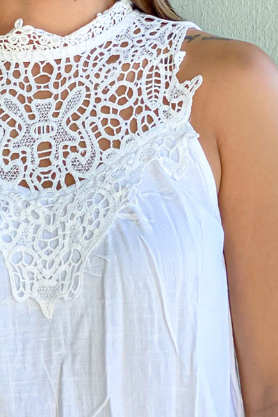 Off White Sleeveless Crochet Top | Cute Tops – Saved by the Dress