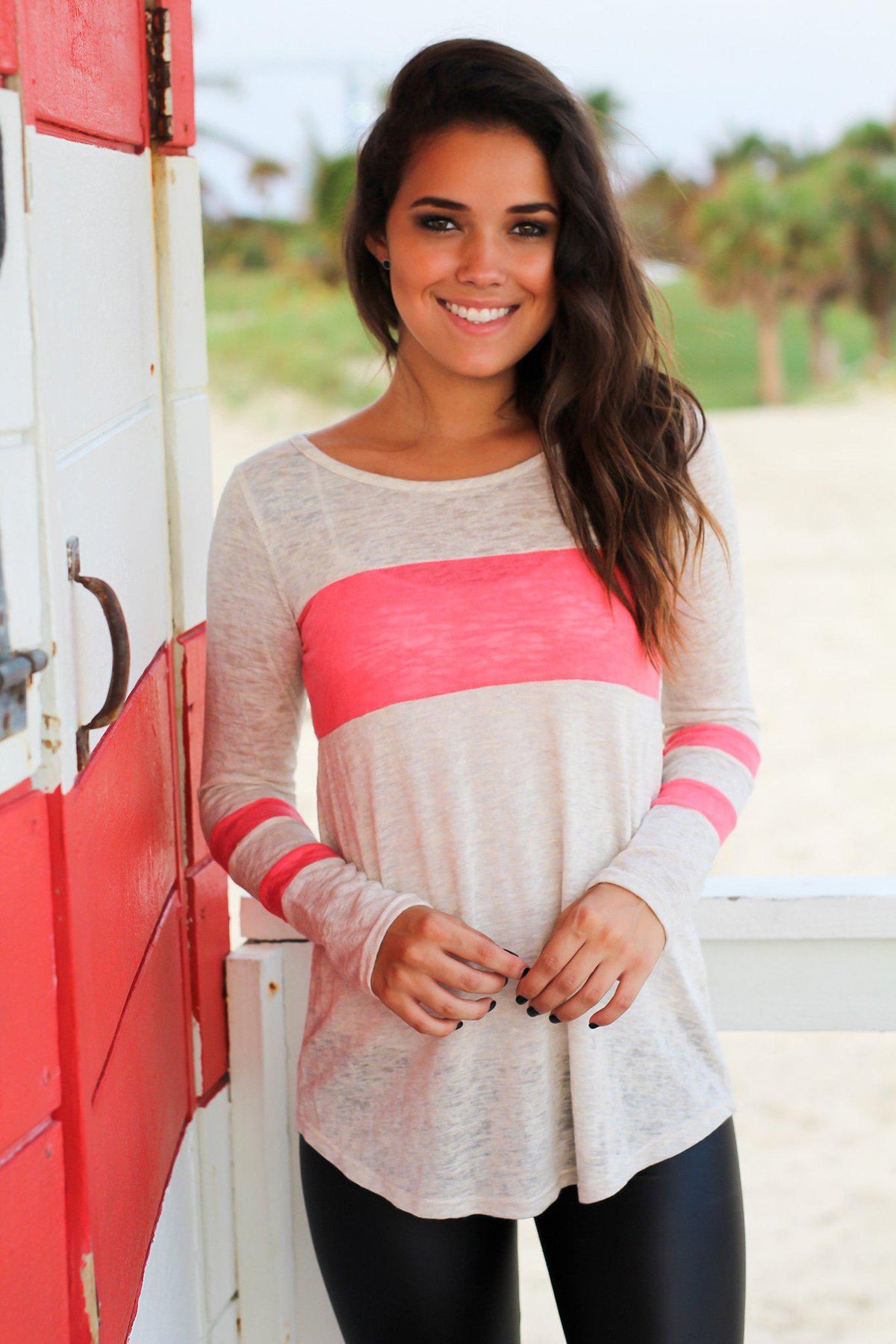 Ivory and Coral Top | Cute Tops – Saved by the Dress