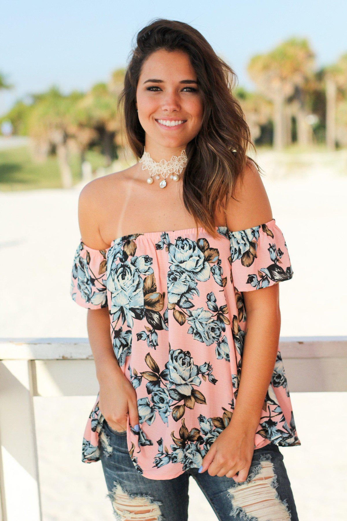 Pink Floral Off Shoulder Top | Floral Top | Cute Tops – Saved by the Dress