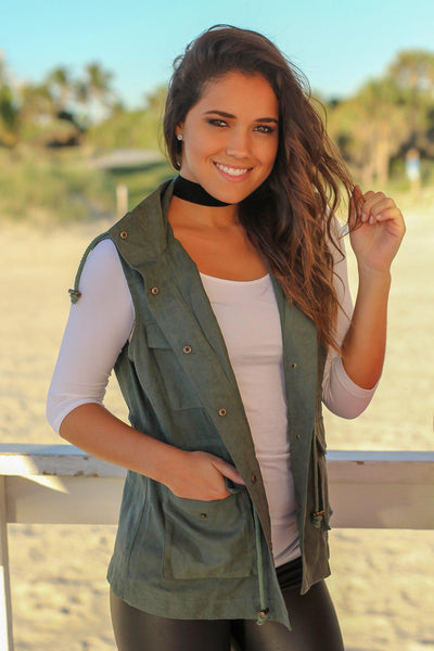 Dark Green Vest with Hood | Cute Vests – Saved by the Dress