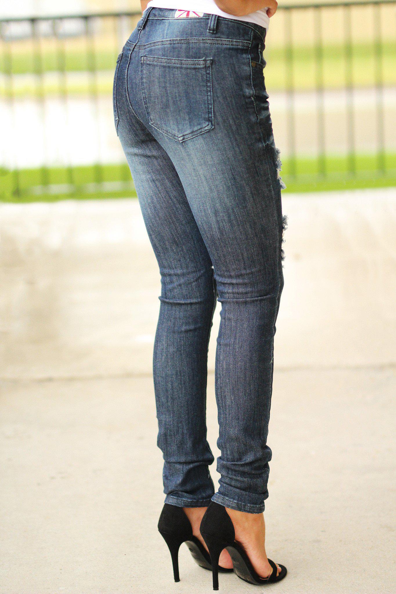 Dark Denim Destroyed Skinny Jeans | Destroyed Jeans – Saved by the Dress