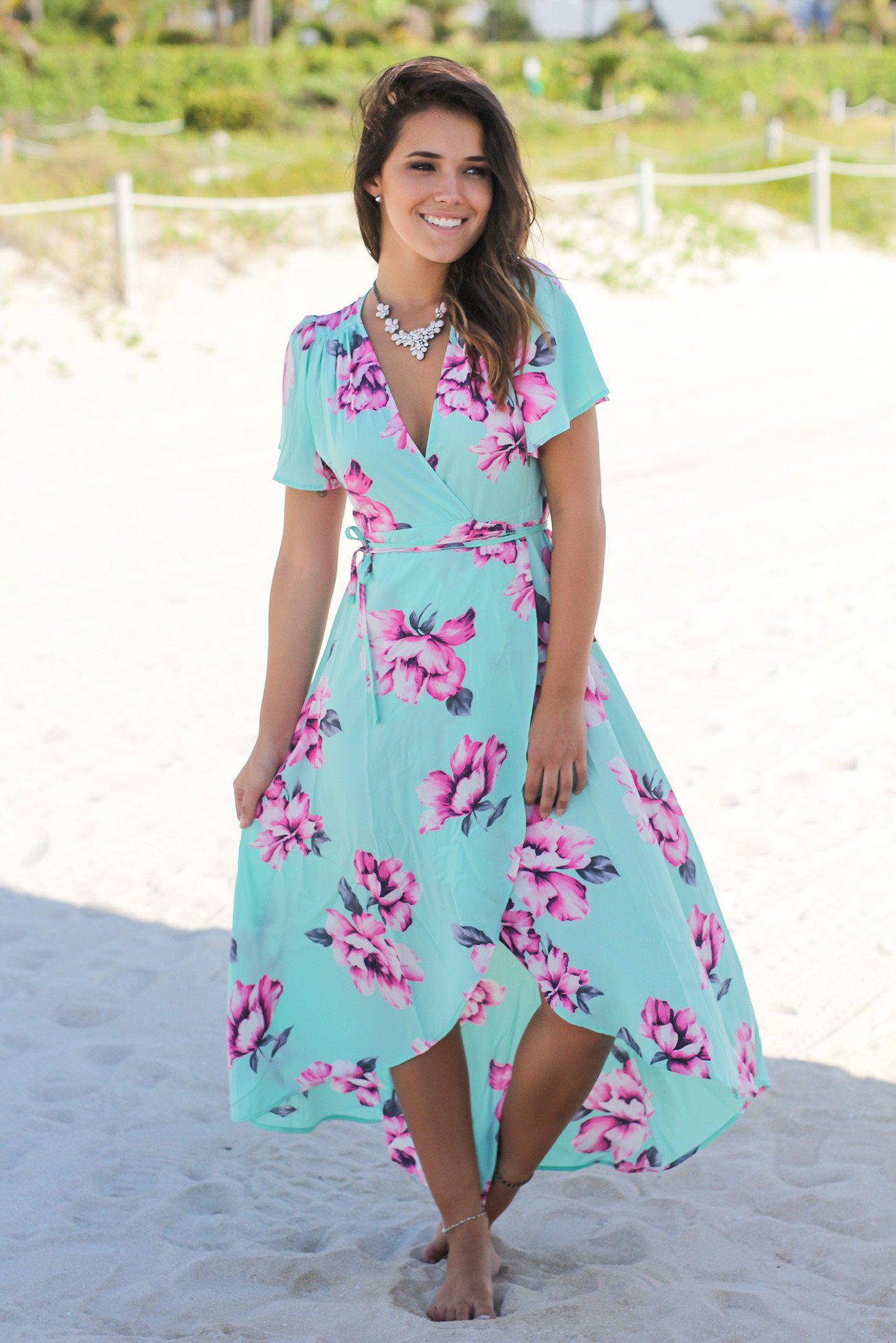 Mint Floral Wrap Maxi Dress | Maxi Dresses – Saved by the Dress