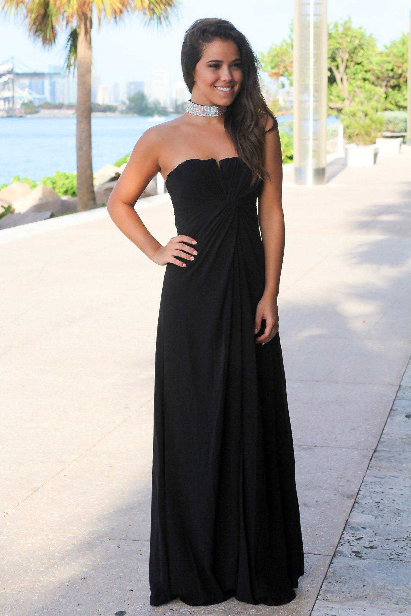 Black Strapless Maxi Dress with Knot | Maxi Dresses – Saved by the Dress